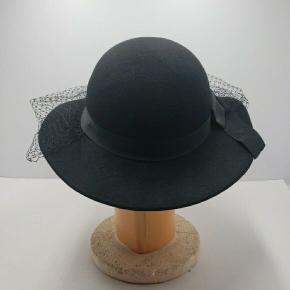 Vintage Doeskin Geo W. Bollman & Co 100% Wool Felt Hat Black Mesh Veil Bow main image 7
